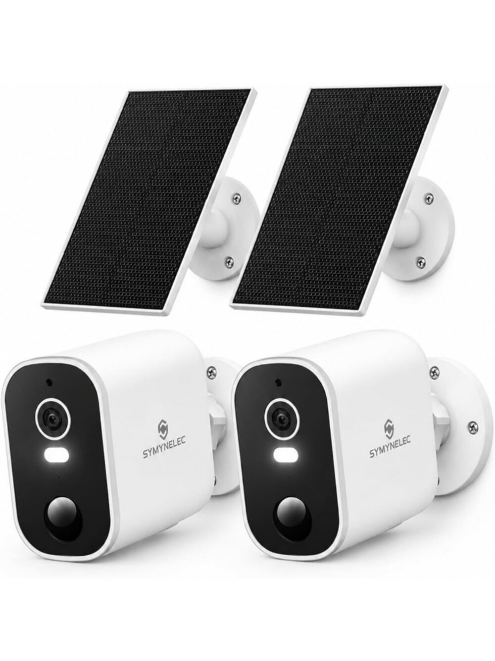 2-Pack Wireless Outdoor Solar Security Cameras - 2K HD, Night Vision, Motion